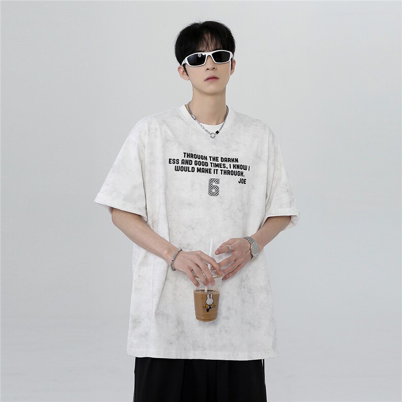美式潮流重磅男款夏季宽松短袖T恤美式脏脏款打底衫,男装T恤,电商C307