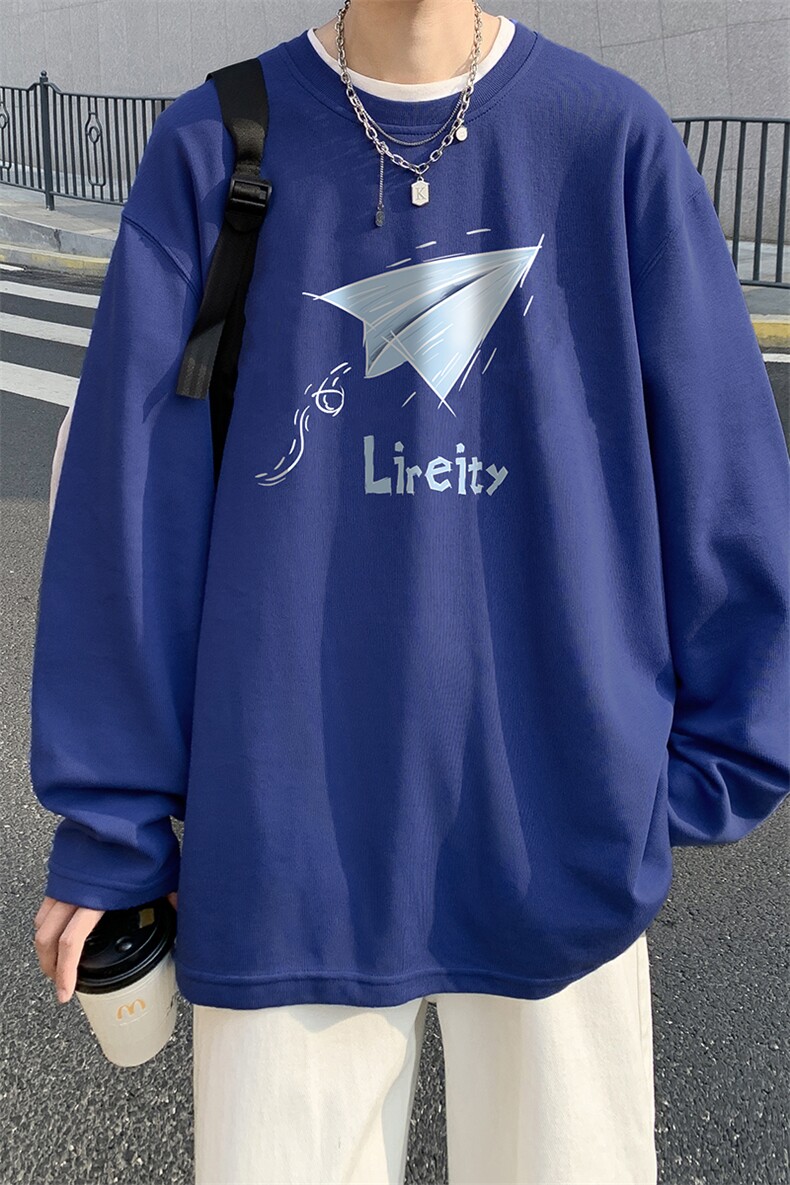 抖音供货、秋季现货舒适棉宽松重磅长袖T恤D223A-CT2328-特P28,男装T恤,电商019-1