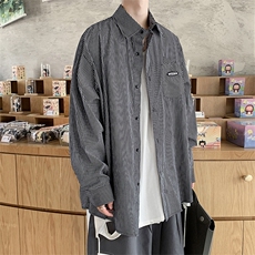 日系条纹衬衫潮男秋季港风chic宽松潮流韩版dk制服衬衣W1099-P35，男装衬衫，星座512-4