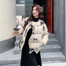 新中式不规则小众设计感短款羽绒服女冬季2025新款加厚白鸭绒外套，女装羽绒服，2C278