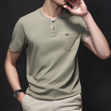2022男装体恤衫男士短袖百搭商务纽扣领夏季新款休闲T恤，男装T恤，电商B212（原钱塘6029）