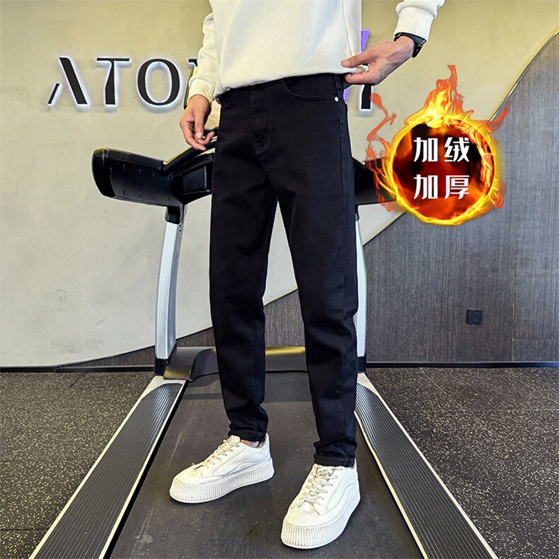 冬季加绒牛仔裤 男士高品质修身保暖加厚牛仔裤长裤901N38加绒P68图片