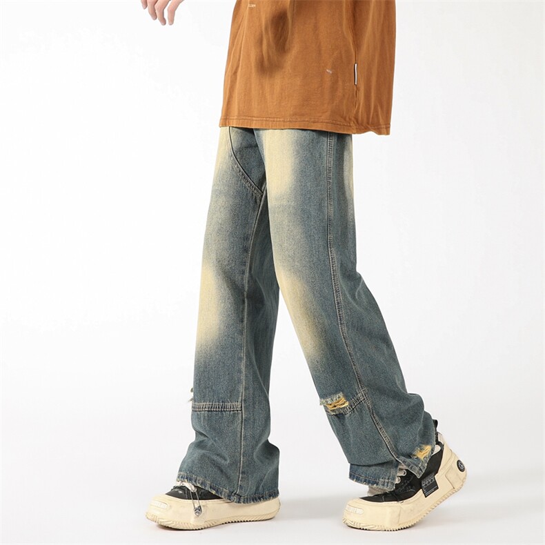 美式高街破洞水洗牛仔裤潮流宽松休闲裤A161-S2386-P58,男装牛仔裤,电商A161