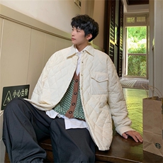衬衫版型棉衣轻薄宽松格子设计感翻领棉服A170-M822-TP30，男装衬衫，电商A170