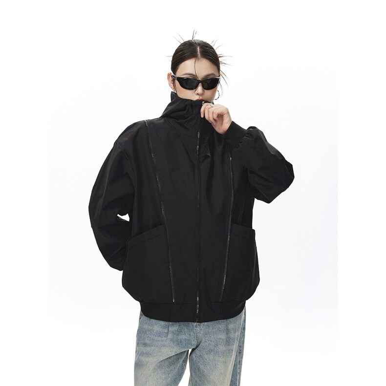 可二开拉链装饰解构大码M-5XL夹克女聚酯纤维JK78092P69控108，男装夹克，星座227-7