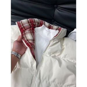 DD60TP69网图拼接格子棉服男女款冬季面包服图片