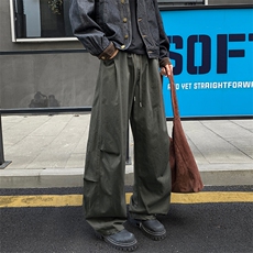 秋季痞帅高街纯棉褶皱拼接大码中性弯刀工装裤男K24042特P45控88，男装工装外套，电商A001