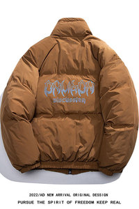 白鸭绒22冬季潮流字母印花百搭立领羽绒服YR221P195控258图片