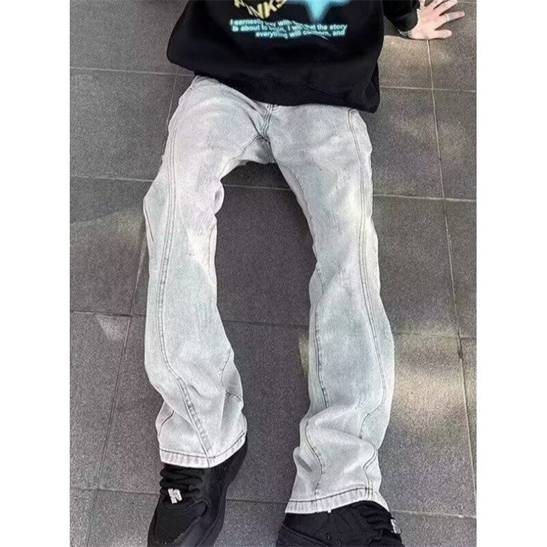 微喇牛仔裤男2025春秋高街小众直筒裤复古百搭休闲长裤子NX285,男装牛仔裤,星座1116A（原606A-3）