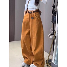 弯刀裤牛仔裤女春秋季新款潮阔腿裤子宽松慵懒风KG015，男装牛仔裤，星座1116A（原606A-3）