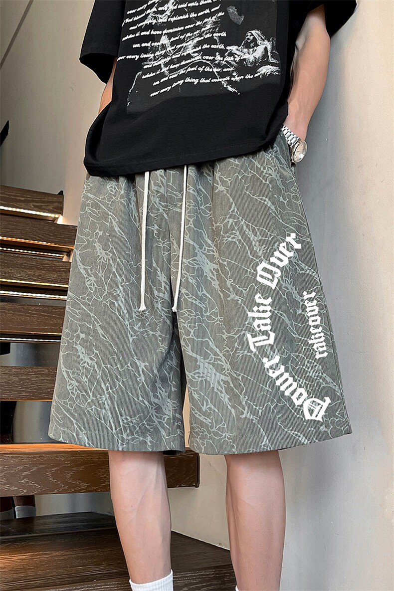 短裤男夏季新款港风宽松灯芯绒扎染五分裤DK3066-P28,男装牛仔裤,星座214-3