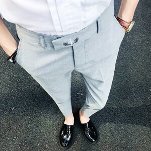 G 2021新款英伦潮男夜店发型师修身九分休闲裤西裤图片