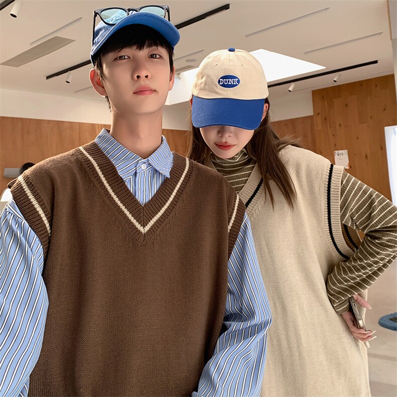 针织马甲男秋冬V领学院风情侣背心日系复古慵懒风毛衣M564-P32，男装背心/马甲，星座512-2