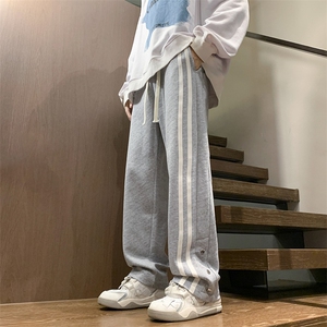 港风秋冬长裤美式高街卫裤宽松休闲两条杠拖地卫裤K23307-P45控58图片