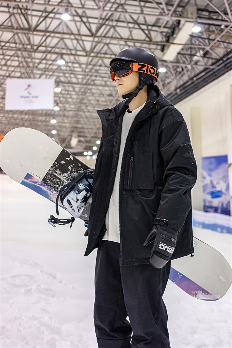 冬季防水防风连帽中性风男女同款加厚保暖时尚滑雪服外套M42-P165,男装棉衣,电商A001
