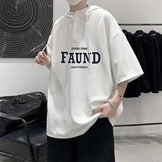 LD54295-P45NASA连帽短袖t恤男大码胖子带帽五分袖中袖，男装T恤，电商A040