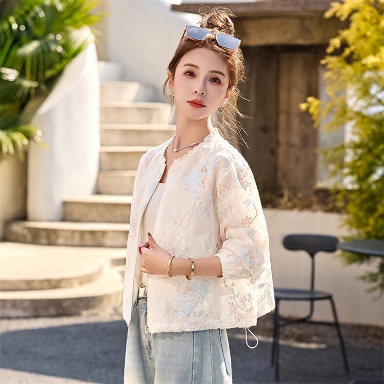 新中式外套女夏季2026新款小个子洋气复古国风刺绣薄款防晒服上衣,女装短外套,众宇琦
