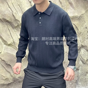 长袖polo衫男秋季新款华夫格卫衣男士胖子加肥加大大码男装打底衫图片