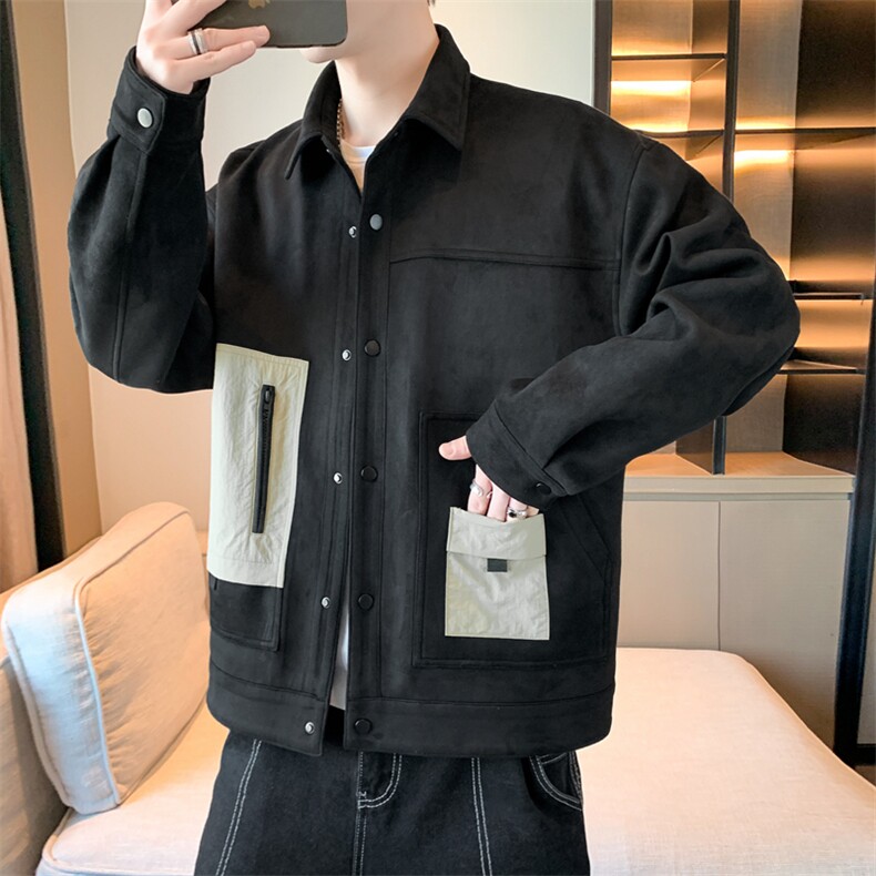 男士翻领夹克2023春季新款潮流拼接工装休闲外套JK03-P93,男装夹克,星座308B-2