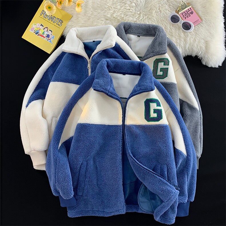 2023冬款青少年加厚拼接棉服羊羔绒棉衣外套男女 923-P110控价158图片