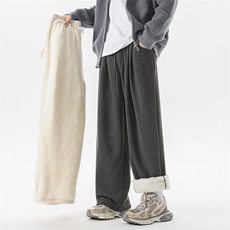 8XL-M特大码工装加绒裤男纯色宽松裤卫裤休闲基础款K995P65，男装休闲裤，电商D206-1