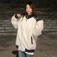 抖音得物高品质26春装美式高街重磅结构拼接织带立领卫衣外套CM42，女装短外套，电商A486