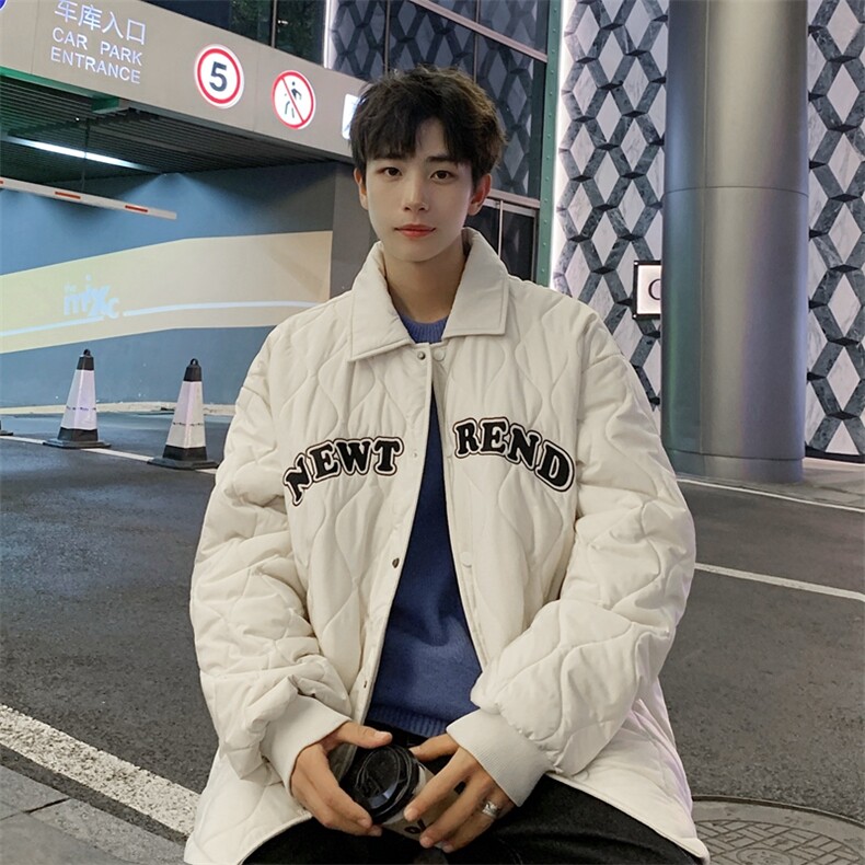 夹克棉衣男潮牌冬翻领字母痞帅棒球服外套大码棉服M0781-P95,男装棉衣,星座308B-1
