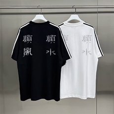 夏季美式高街重磅纯棉三条杠织带撞色男女短袖T恤STG166特P25，男装T恤，电商A486