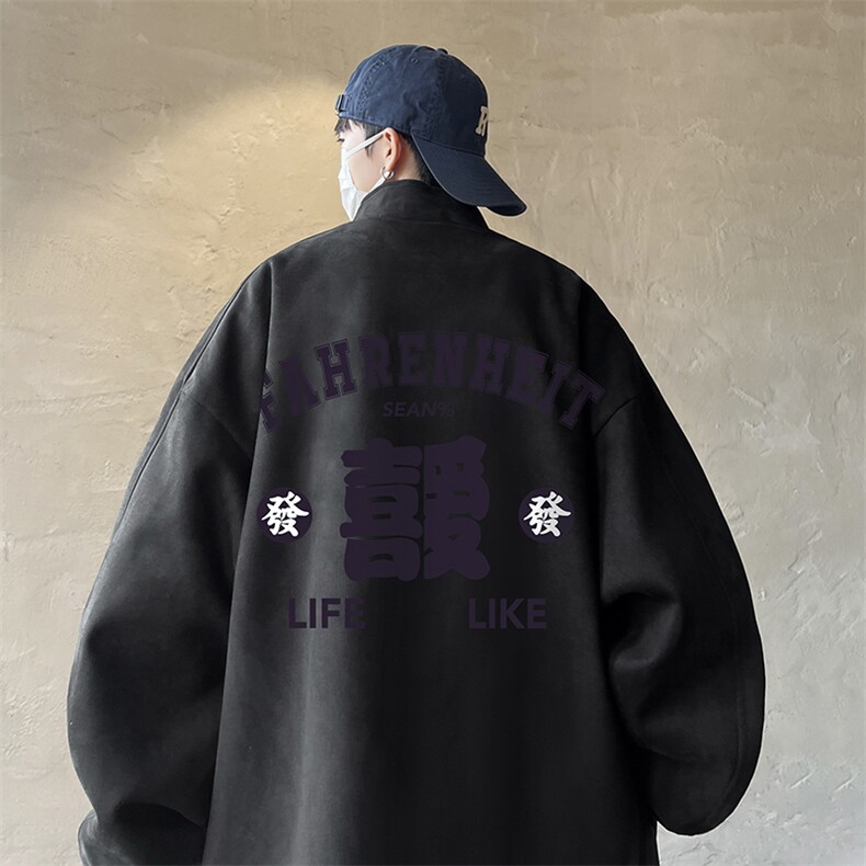 麂皮绒夹克男大码立领褂子外套JK85256-P68加绒款-P78,男装夹克,电商A040