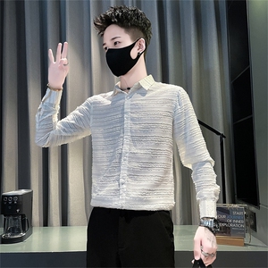 CS8909-P65控95春秋季时尚男花色男装寸衫2025新款痞帅内搭打底衬图片