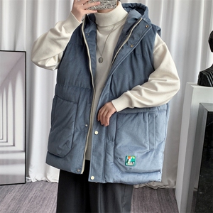 冬款加棉潮牌连帽棉服港风马甲背心棉衣外套男士 8130-P95控价118图片
