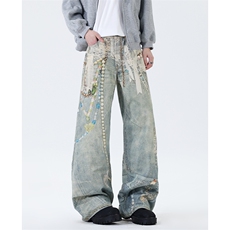 【高质量现货特批55量大可谈】男女数码印花牛仔裤610A-33131，男装牛仔裤，星座610A