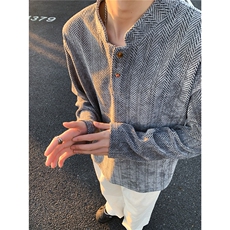 春款美式正肩亨利衫男款长袖t恤上衣肌理提花Polo卫衣WY558-P45，男装T恤，星座308B-2