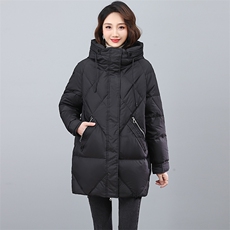 全年现货~2023年冬季新款羽绒服中长款连帽白鸭绒外套，女装羽绒服，忆绮罗