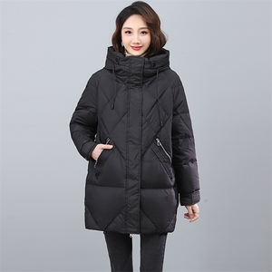 全年现货~2023年冬季新款羽绒服中长款连帽白鸭绒外套图片