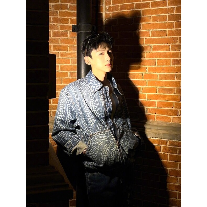 白敬亭同款牛仔外套南瓜图案波点夹克JK0202特P78,男装工装外套,星座908-1