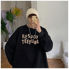 350g潮牌圆领宽松情侣长袖打底衫上衣服束口T恤卫衣Y37-P38网图，男装T恤，电商B245