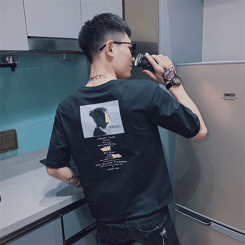 D52/人头印花夏装雅痞圆领T恤男士社会青年修身短袖,男装T恤,电商A458A
