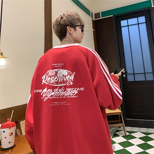 美式三杠条纹复圆领卫衣秋冬男女宽松长袖SW2479 -P45控68 50棉图片