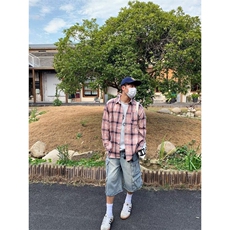 N152-特P55多口袋水洗五分牛仔短裤美式宽松阔腿工装七分裤，男装牛仔裤，电商B327
