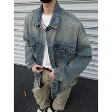 美式高街帅气牛仔外套男女韩版潮流百搭2025春季ins夹克W6358-P78，男装夹克，星座412-3