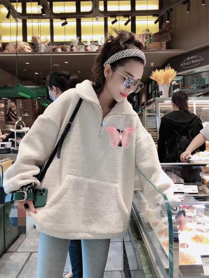 颗粒绒加厚卫衣，女装卫衣/绒衫，一杭