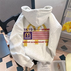 流行美式麦当劳字母连帽卫衣男秋冬外套长袖新款慵懒WYW272P42，女装短外套，星座1013-5