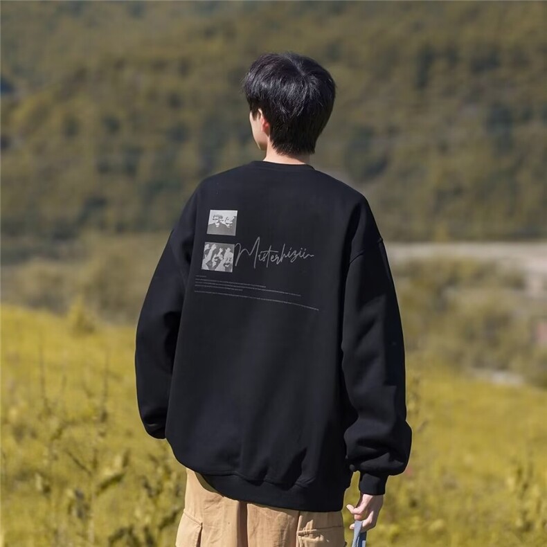 日系潮流时尚文艺原宿ins简约简约套头卫衣男宽松气质CY148/P45,男装卫衣,星座506