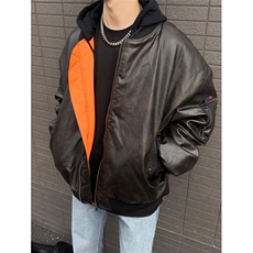 美式重磅假两件连帽pu皮棉服807-3-JKM201-P120，男装棉衣，星座807-3