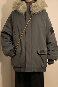 冬季宽松/连帽大毛领休闲外套潮加厚棉衣XZ102B-1M2591-P135图片
