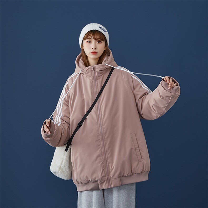特批50冬季新款加厚保暖条纹休闲棉衣男女情侣款潮流中性风M8912,男装棉衣,电商A128