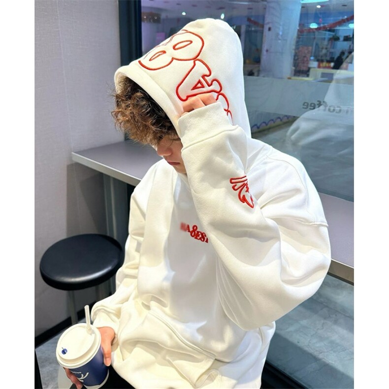 复古黑色连帽卫衣男款重工刺绣加绒重磅帽衫上衣WT291,男装卫衣,星座1116A（原606A-3）