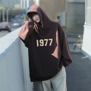 港风新款  秋季宽松百搭连帽卫衣数字印花情侣男美潮 H660  P65图片