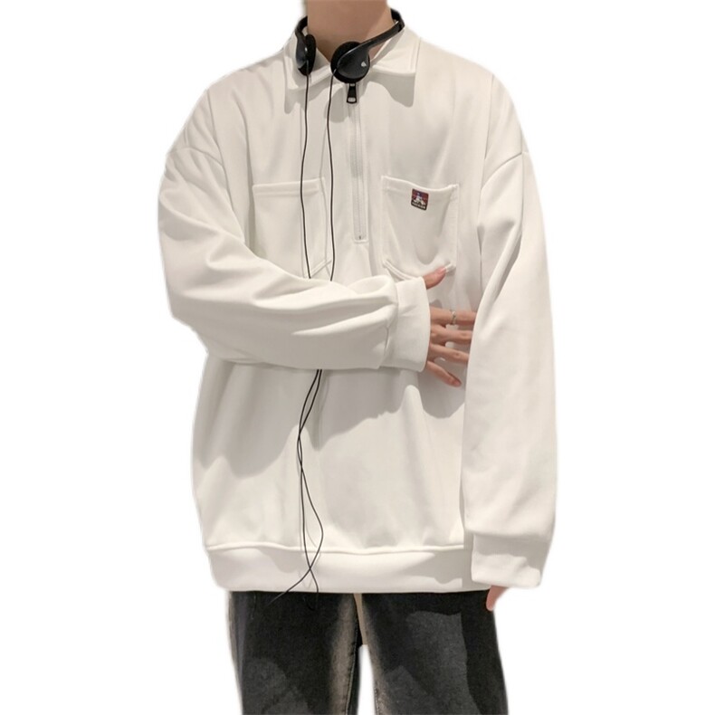 半拉链polo衫卫衣秋冬季加绒加厚上衣潮流ins宽松外套EW2169-P33,男装卫衣,星座512-4